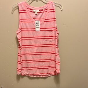 Style & Co. Pink and Red Striped Tank Top
